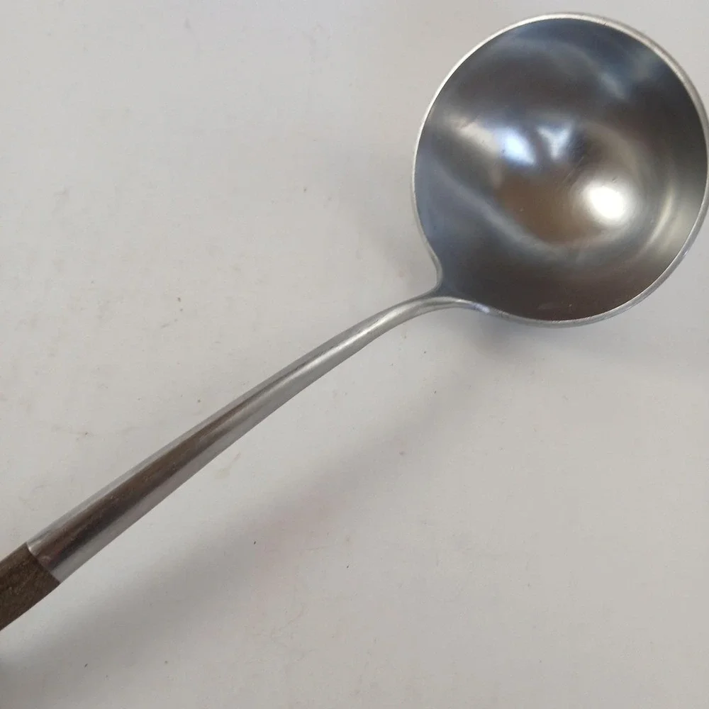 Vintage Ekco Soup Ladle Stainless w/Wooden Handle 9.5